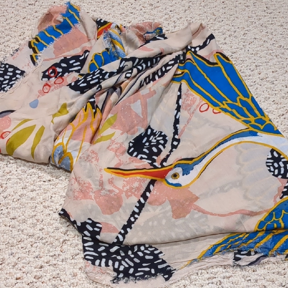 Colorful Bird Print Scarf